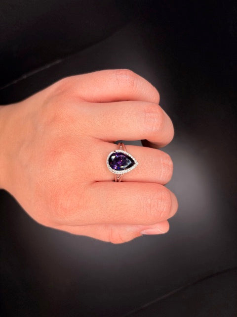 Sterling Silver CZ Imitation Amethyst Ring