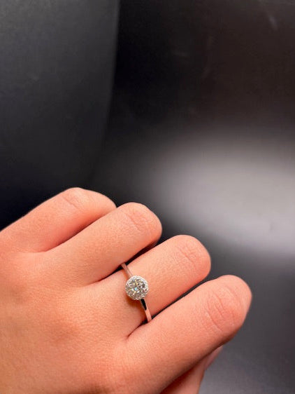 Sterling Silver Cz Round Ring
