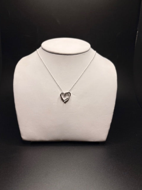 Sterling Silver Cz Heart Necklace