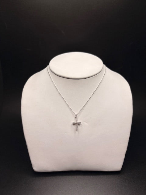Sterling Silver Cz Cross Necklace