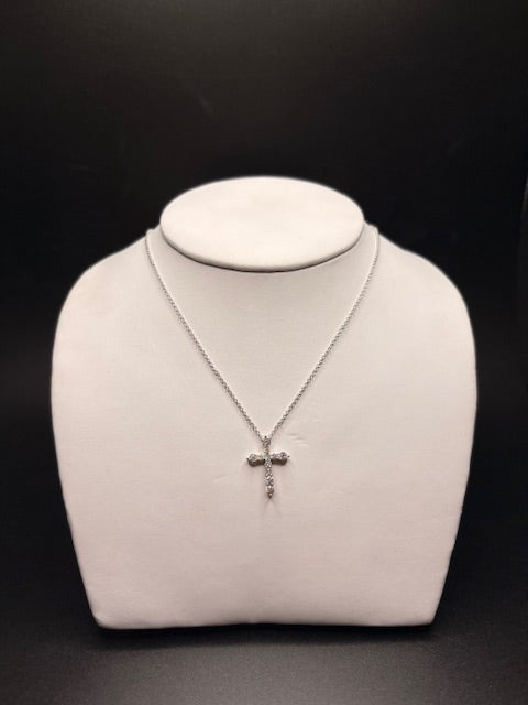 Sterling Silver Cz Cross Necklace