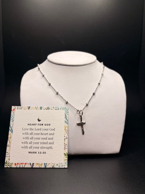 Sterling Silver Heart For God Necklace