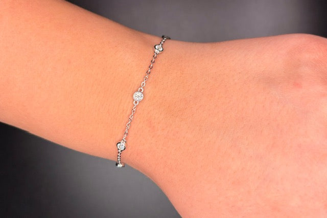 Sterling Silver Moissanite Station Bracelet