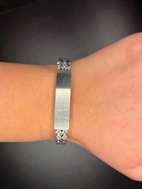 Stainless Steel Double Franco ID Bracelet