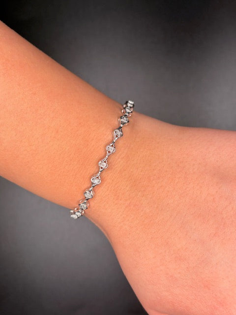 Sterling Silver Natural Diamond Tennis Bracelet