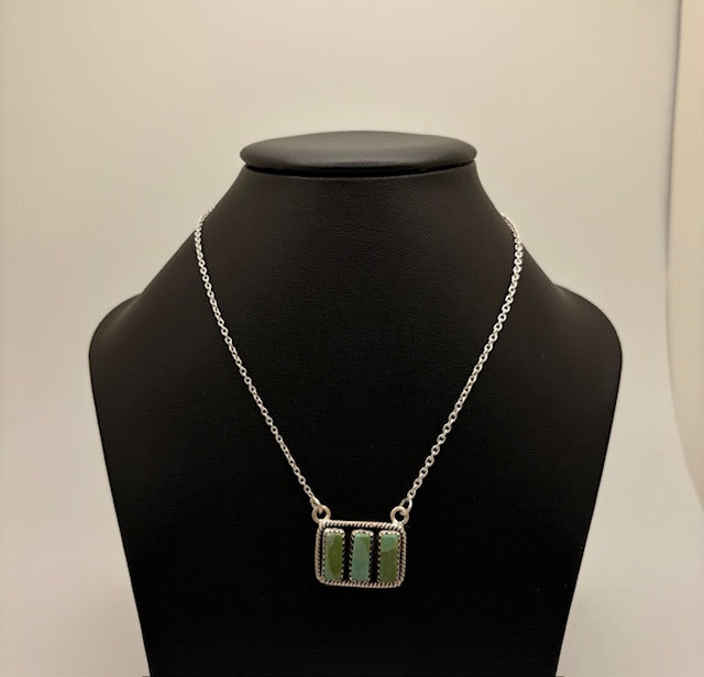 Sterling Silver Kingman Turquoise Bar Necklace