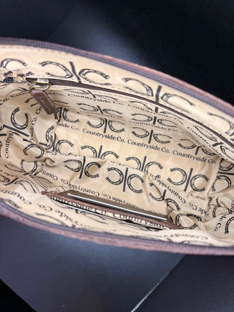 Whiskey Tooled Leather Wristlet - Toiletry Bag