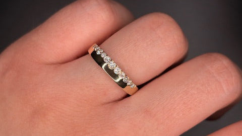14K Yellow Gold Band With Accent Natural Diamonds