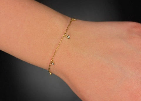 Gold Filled Cz Dangle Bracelet