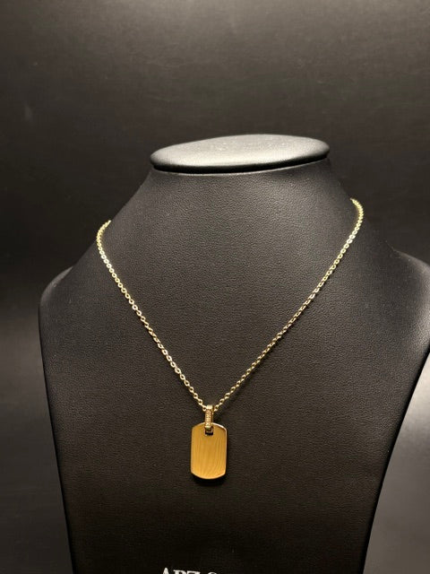 PVD Gold Plated Engravable Dog Tag With Cz's
