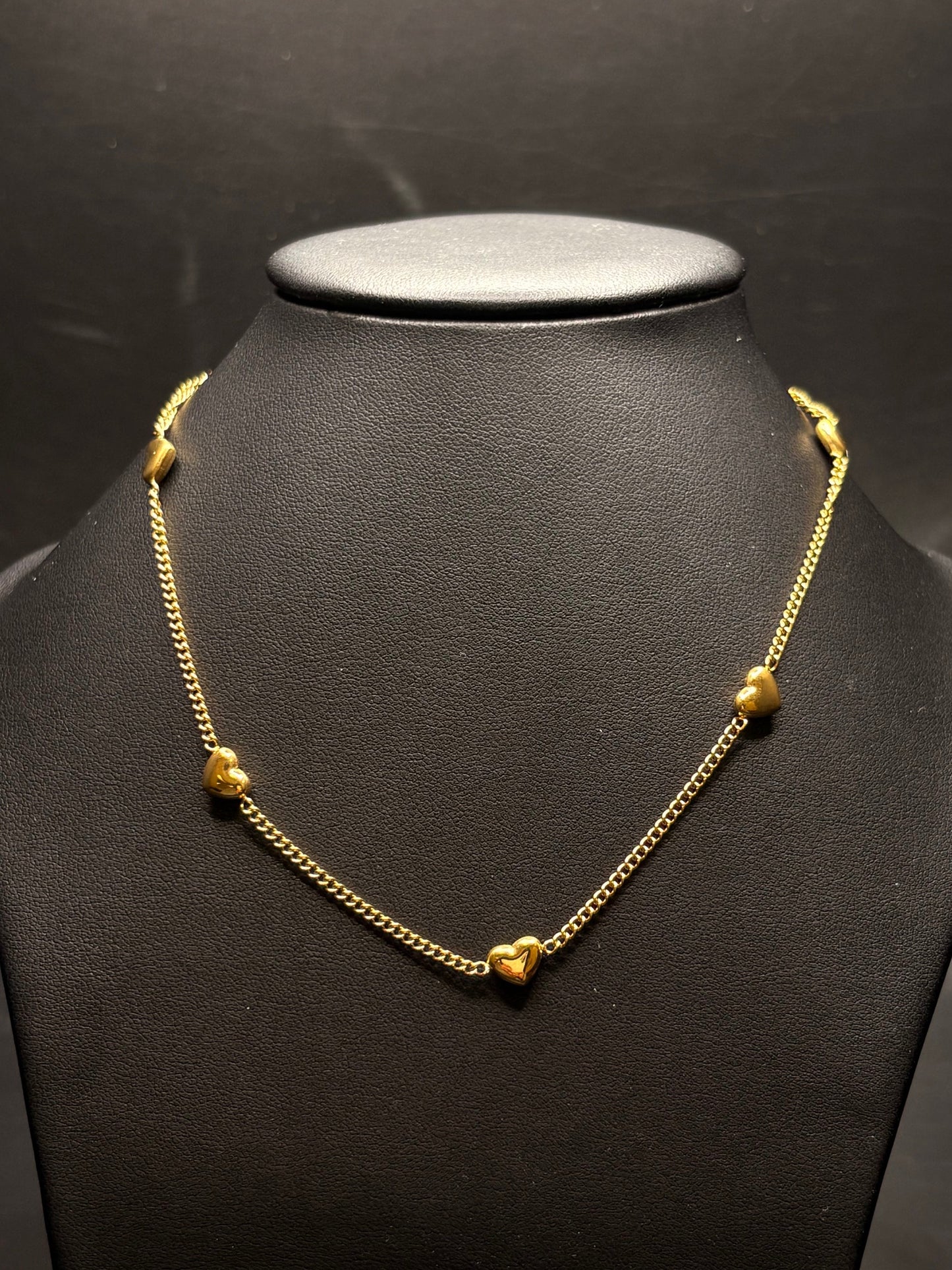 Gold Plated Heart Station Necklace