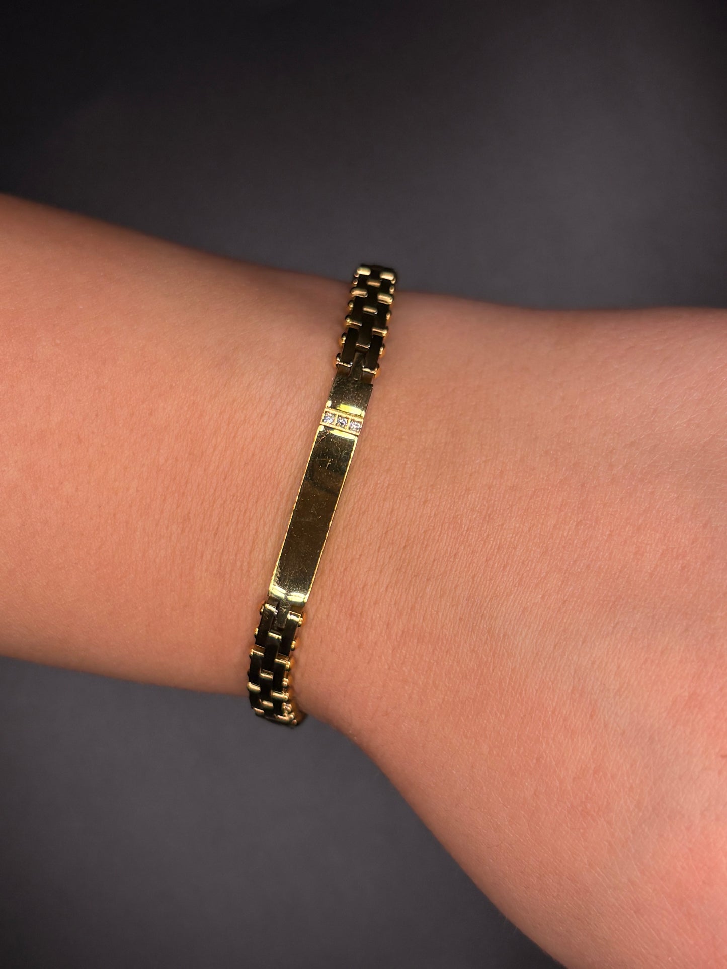 Gold PVD Cz ID Bracelet