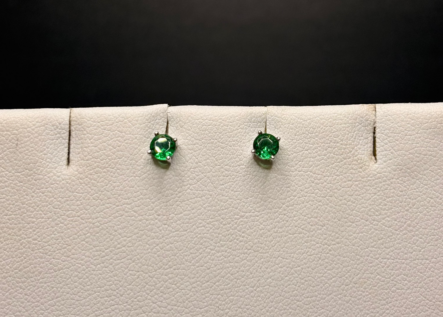 Sterling Silver Emerald Cz Screw Back Studs