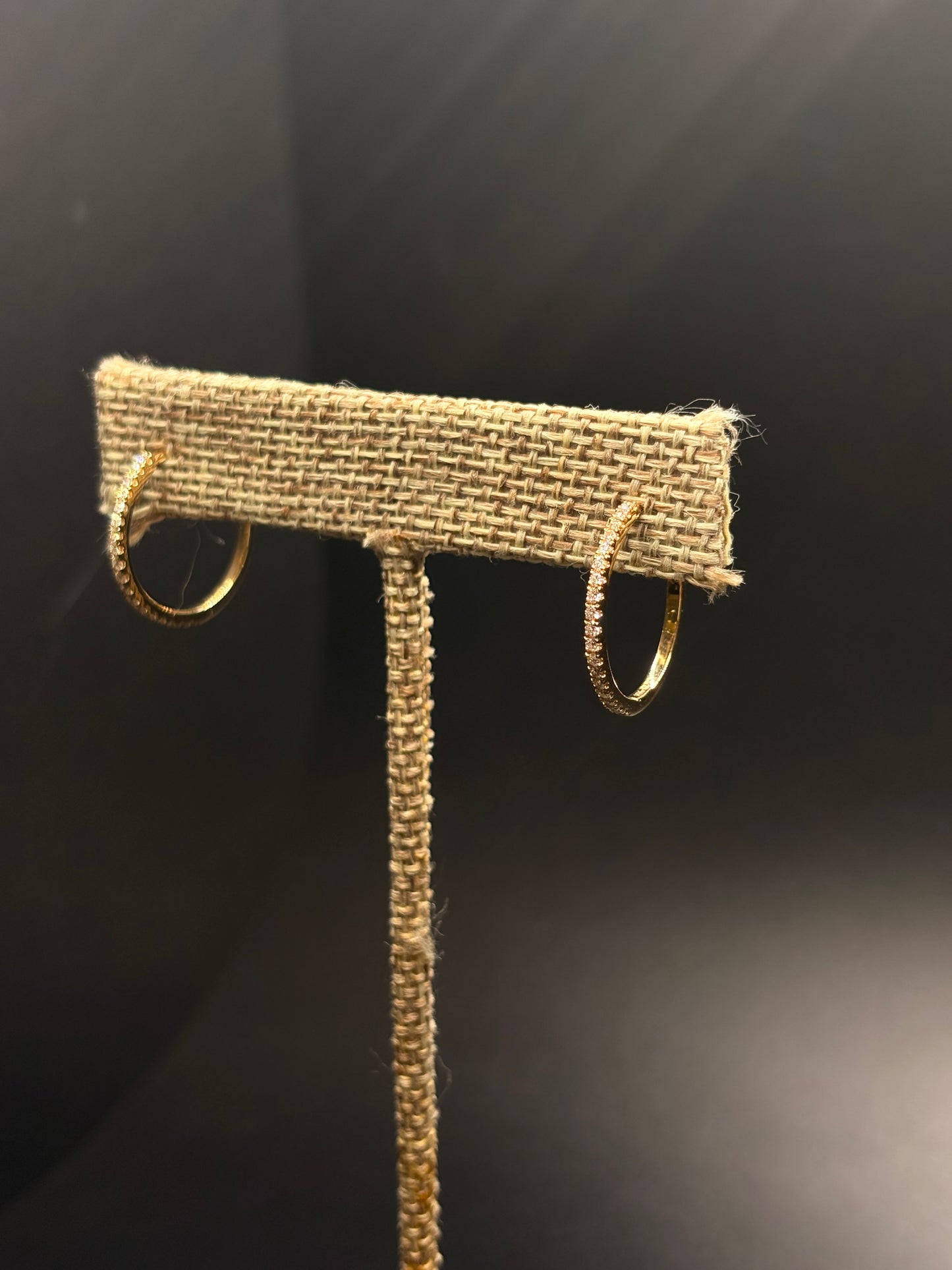 14k Yellow Gold Diamond Hoops