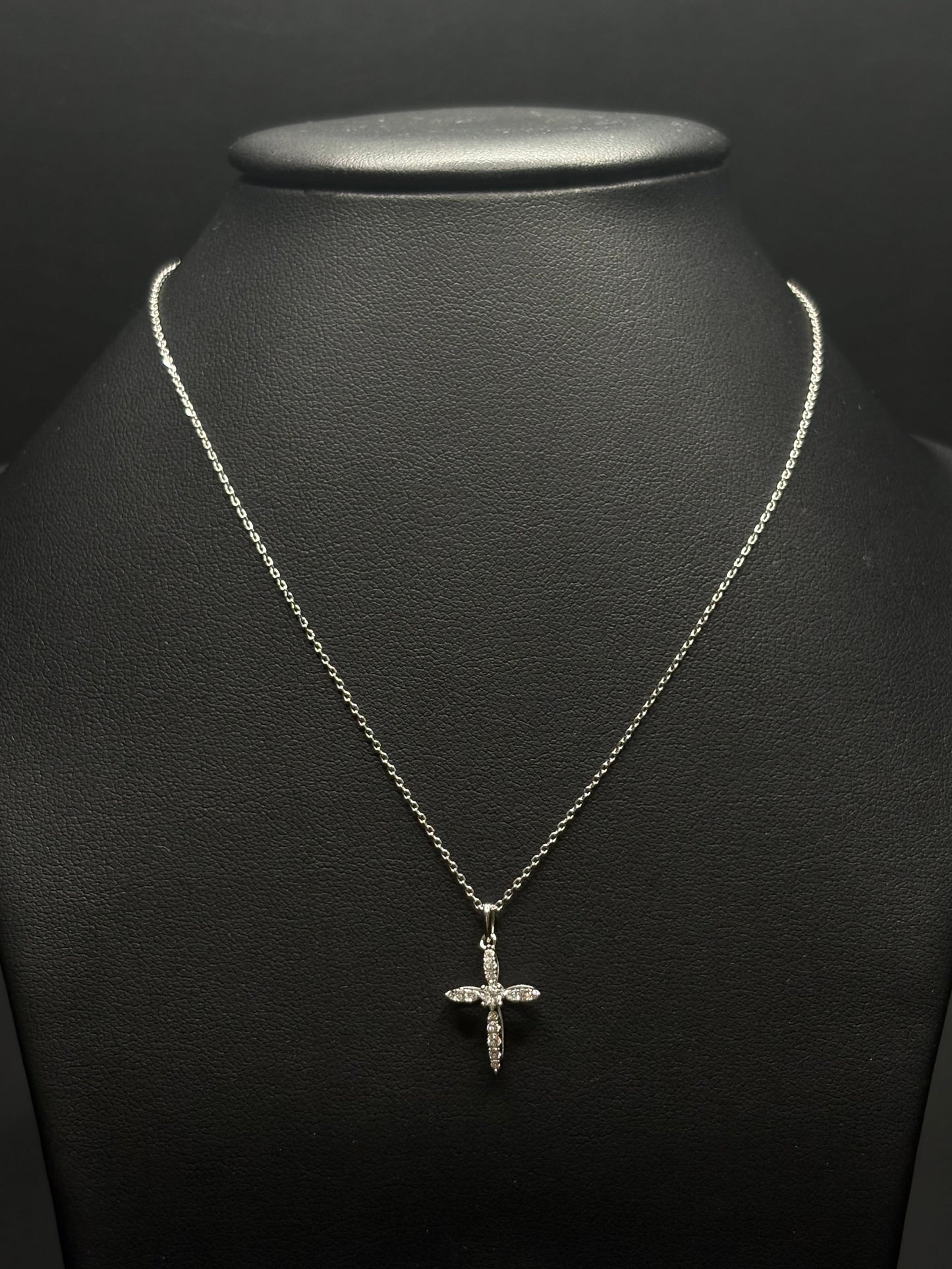 Sterling Silver Cz Cross Necklace