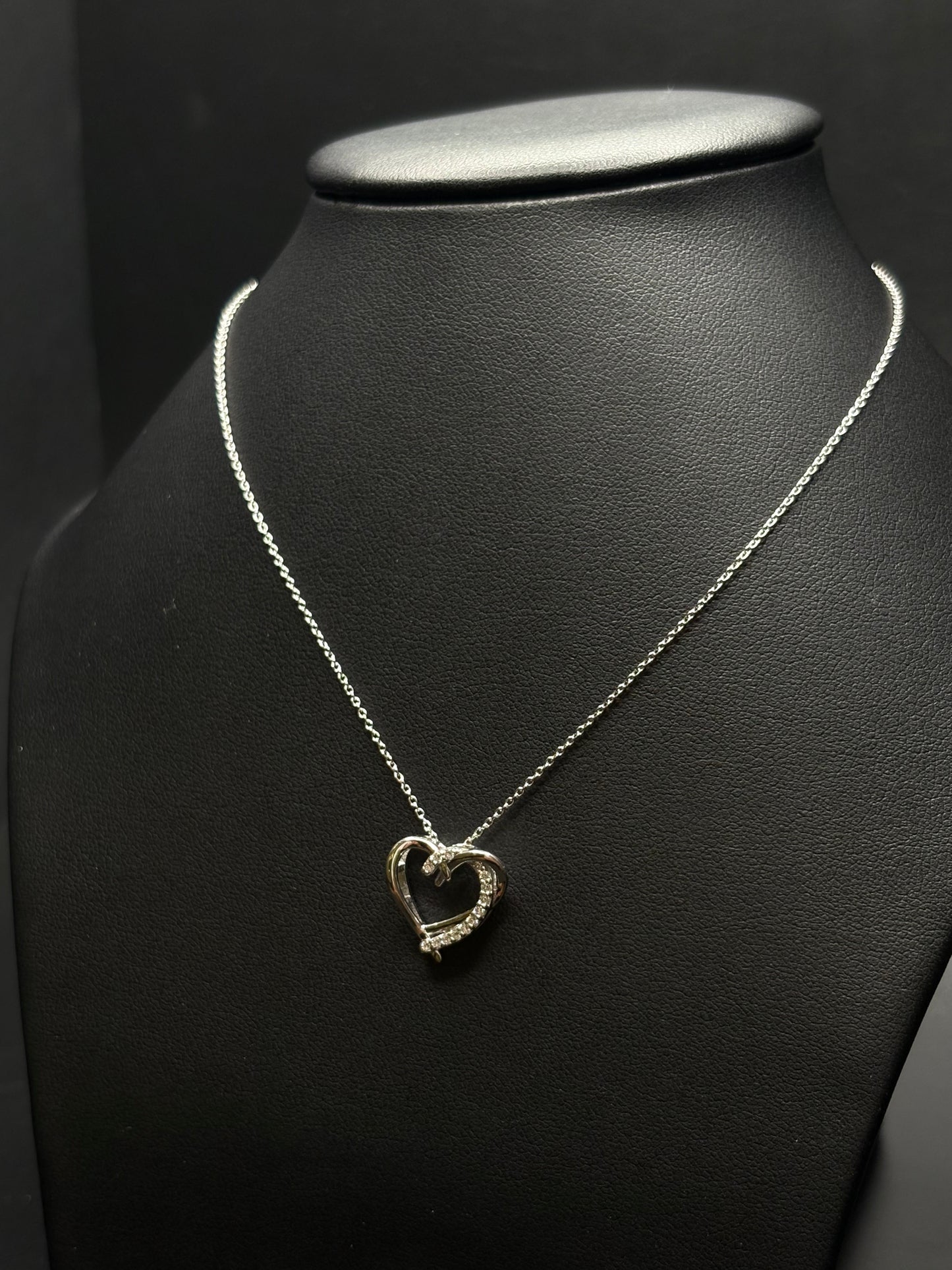 Sterling Silver Cz Heart Necklace