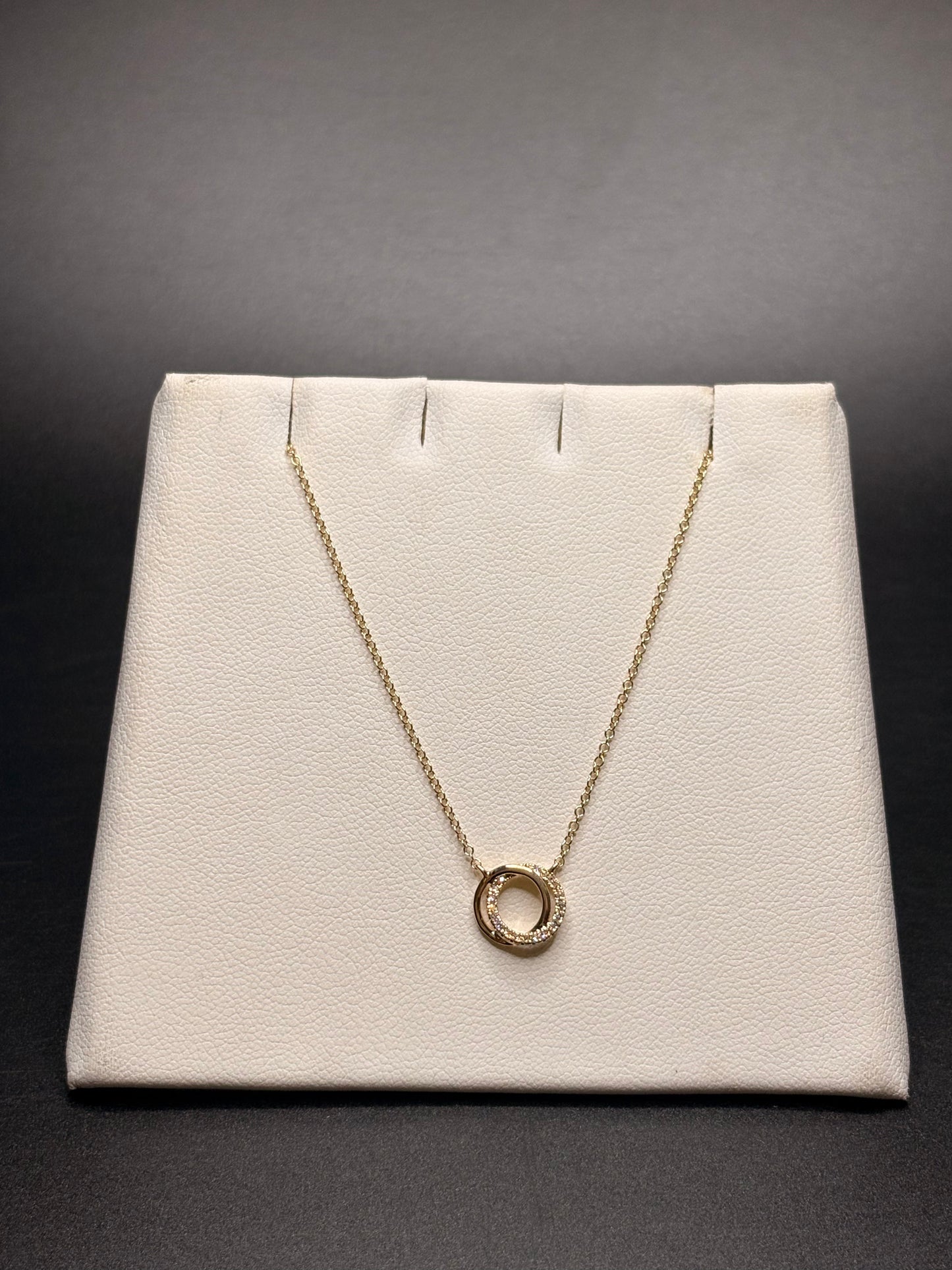 14kt Yellow Gold Natural Diamond Double Circle Necklace