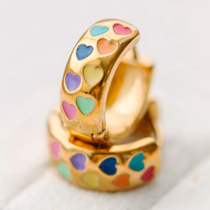 Chunky Rainbow Heart Huggies