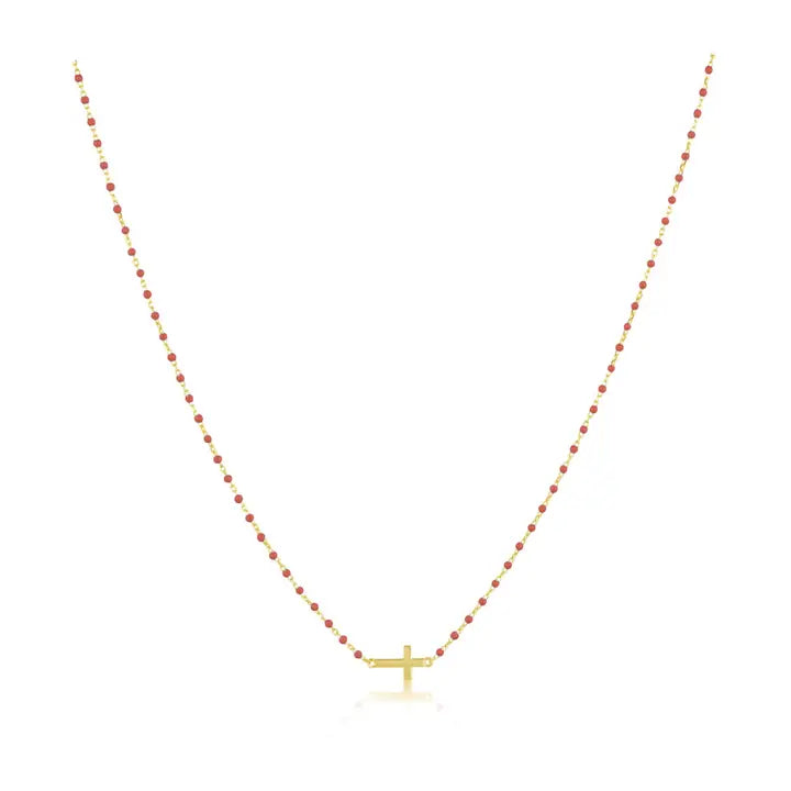 Red Elsa Side Cross Necklace