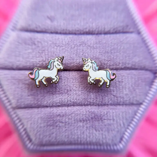Rainbow Unicorn Stud Earrings