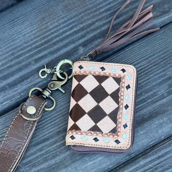 The Saddle Bum Checkered Mini Wallet Keychain