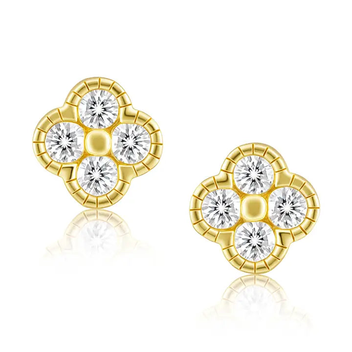 Gold-Filled Gracie Cz Clover Studs