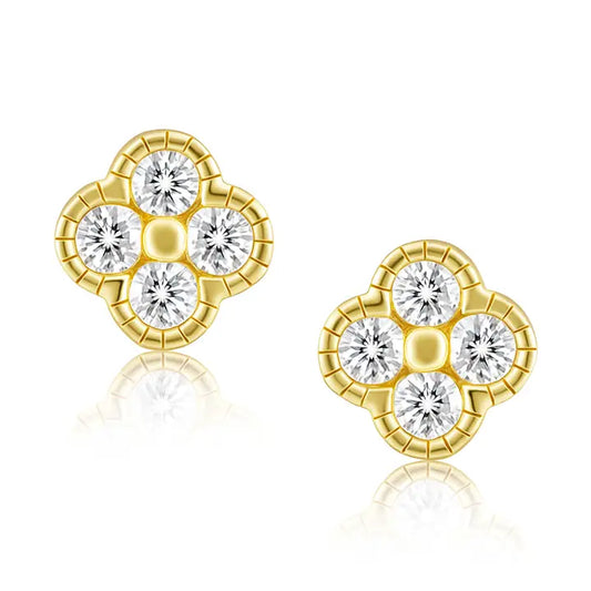 Gold-Filled Gracie Cz Clover Studs