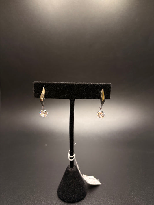 Sterling Silver Princess Cz Dangle Earrings
