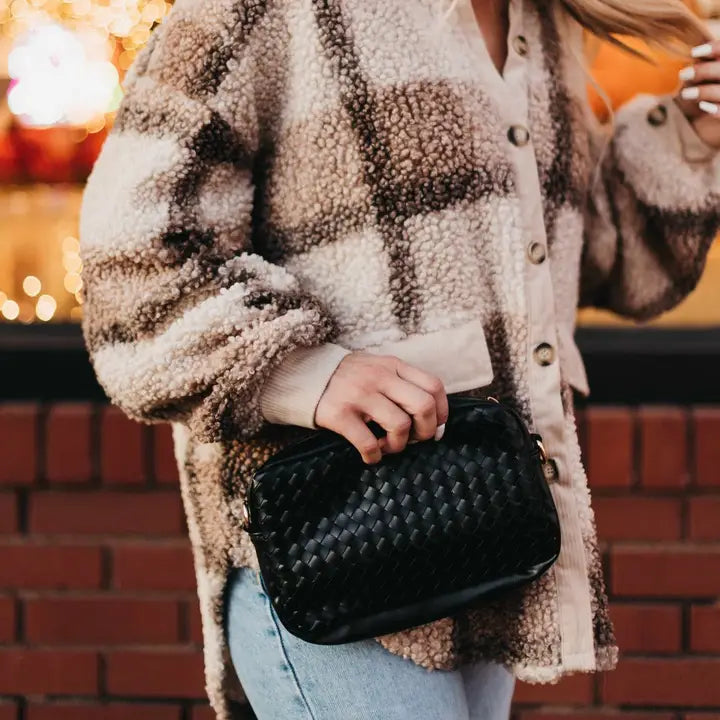 Brown Checkered Cross Body