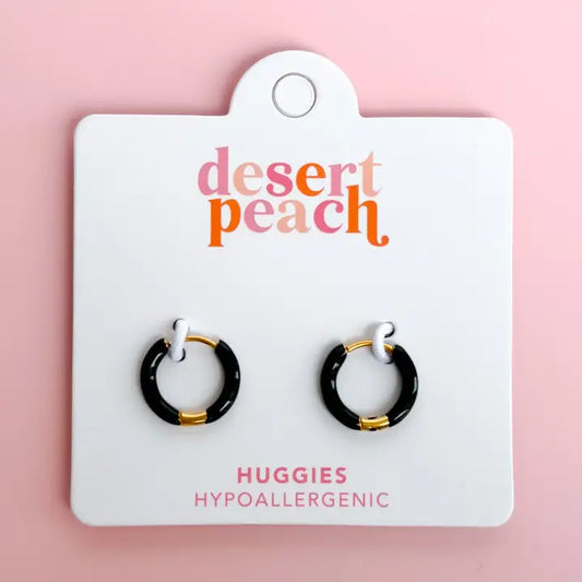 Black Huggie Hoops