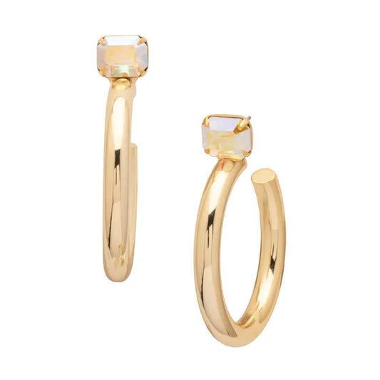 Keeley Emerald Cut Hoop Earrings