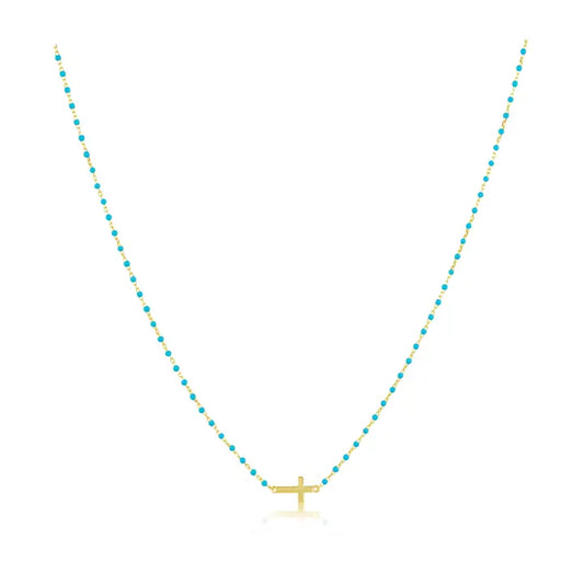 Turquoise Elsa Side Cross Necklace