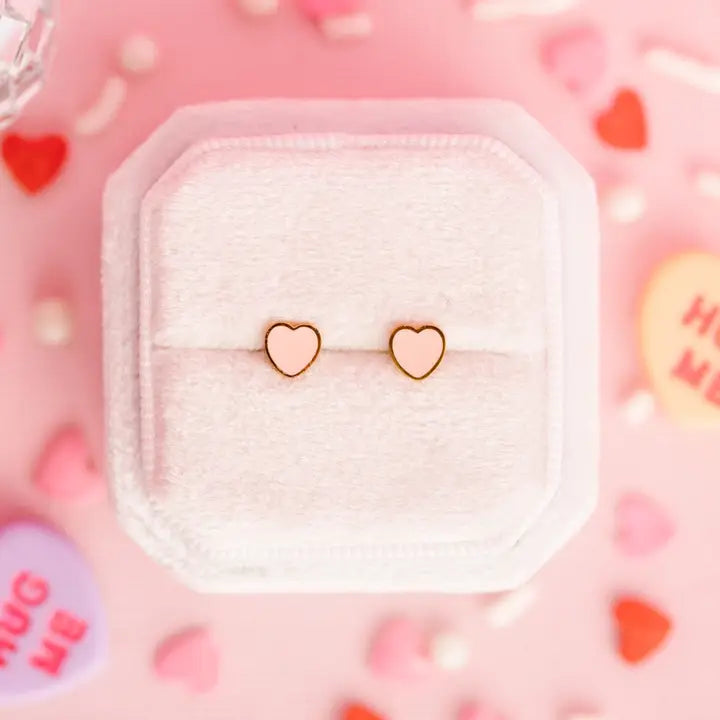 Tiny Peachy Heart Studs