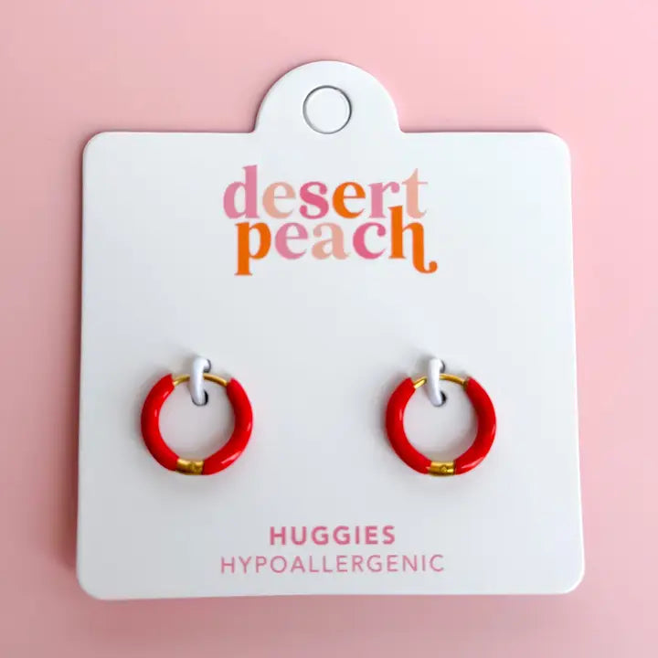 Red Huggie Hoops