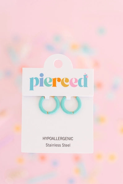 Colored Huggies Earrings "Teal"