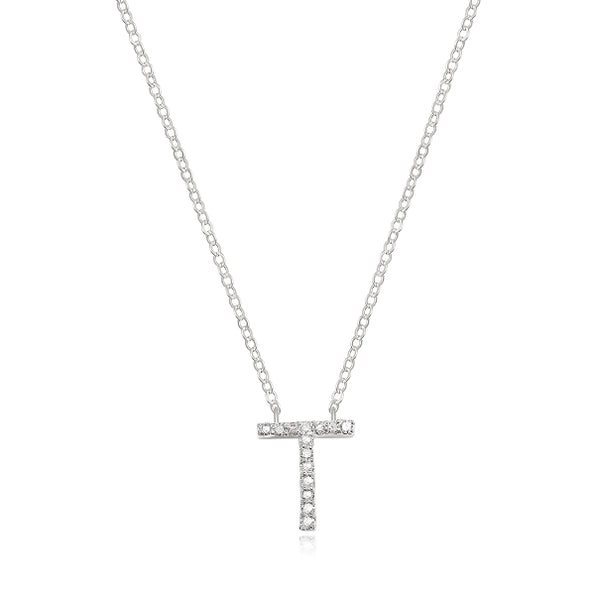 Diamond Initial Necklace "T"