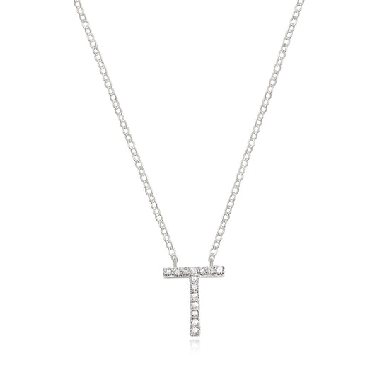 Diamond Initial Necklace "T"