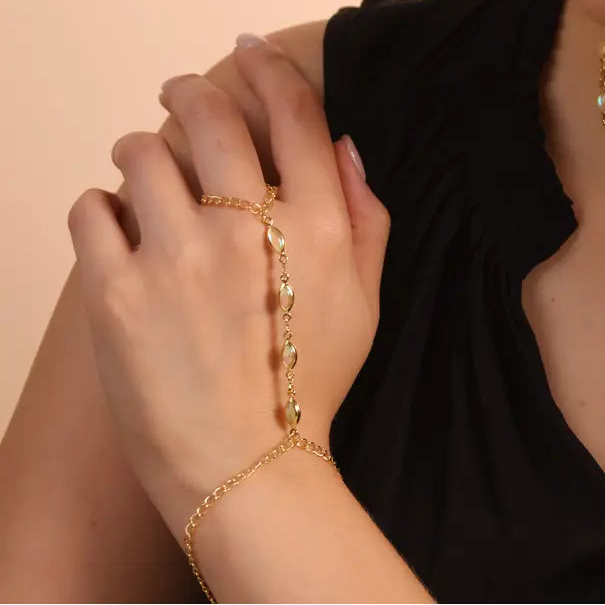 18k Gold Filled Ellipse Opal Hand Chain