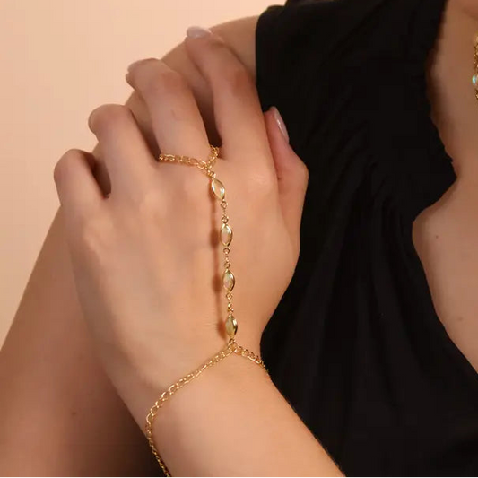 18k Gold Filled Ellipse Opal Hand Chain