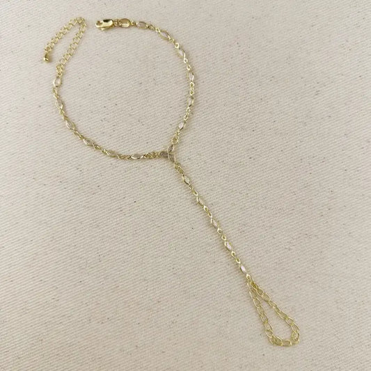 18k Gold Filled Bezel Cz Ellipse Hand Chain
