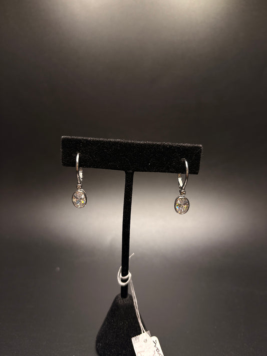 Sterling Silver Channel Set Cz Dangle Earrings