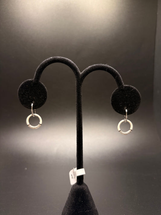 Sterling Silver Cz Dangle Circular Earrings