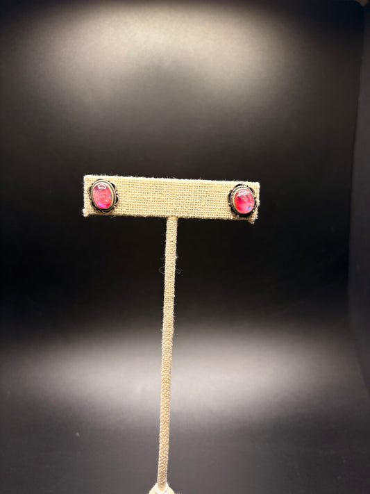 Sterling Silver Pink Moonstone Studs