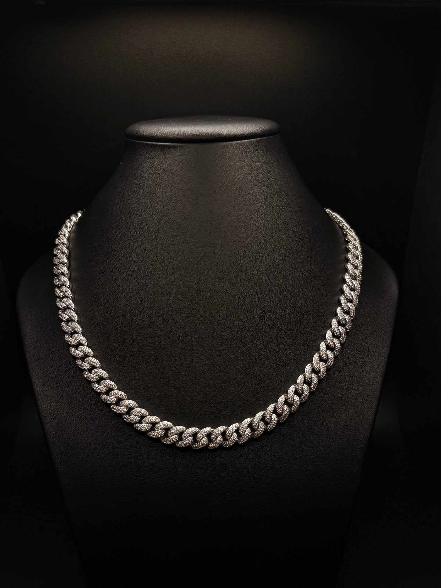 Sterling Silver CZ Miami Curb Chain