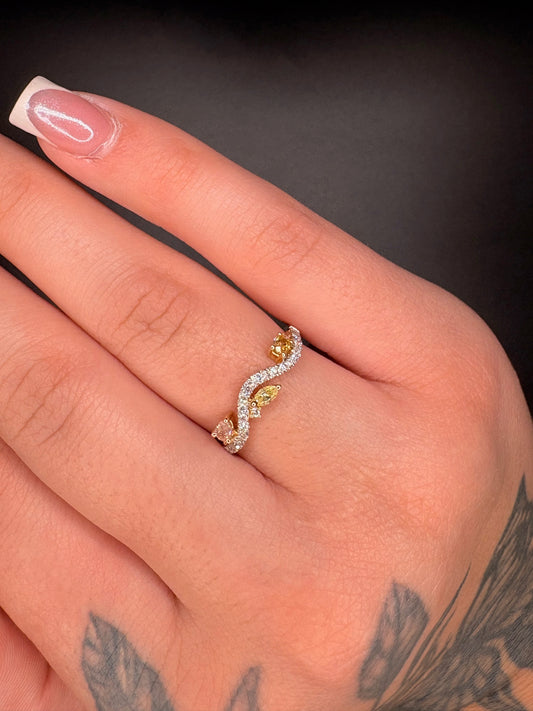 14K Yellow Gold Genuine Yellow & Pink Natural Diamond Ring