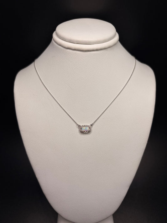 10k white gold white opal necklace