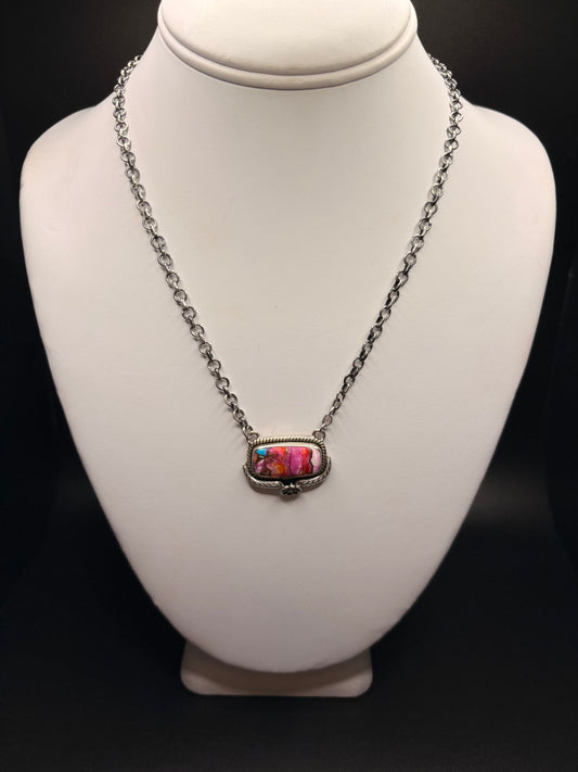Sterling Silver Genuine Dahlia Turquoise Necklace