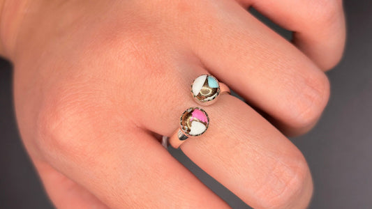 Sterling Silver Genuine Cotton Candy Stone Ring
