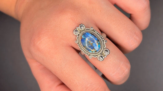 Sterling Silver Genuine Ice Blue Dahlia Ring