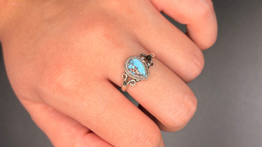 Sterling Silver Genuine Golden Hills Turquoise RIng